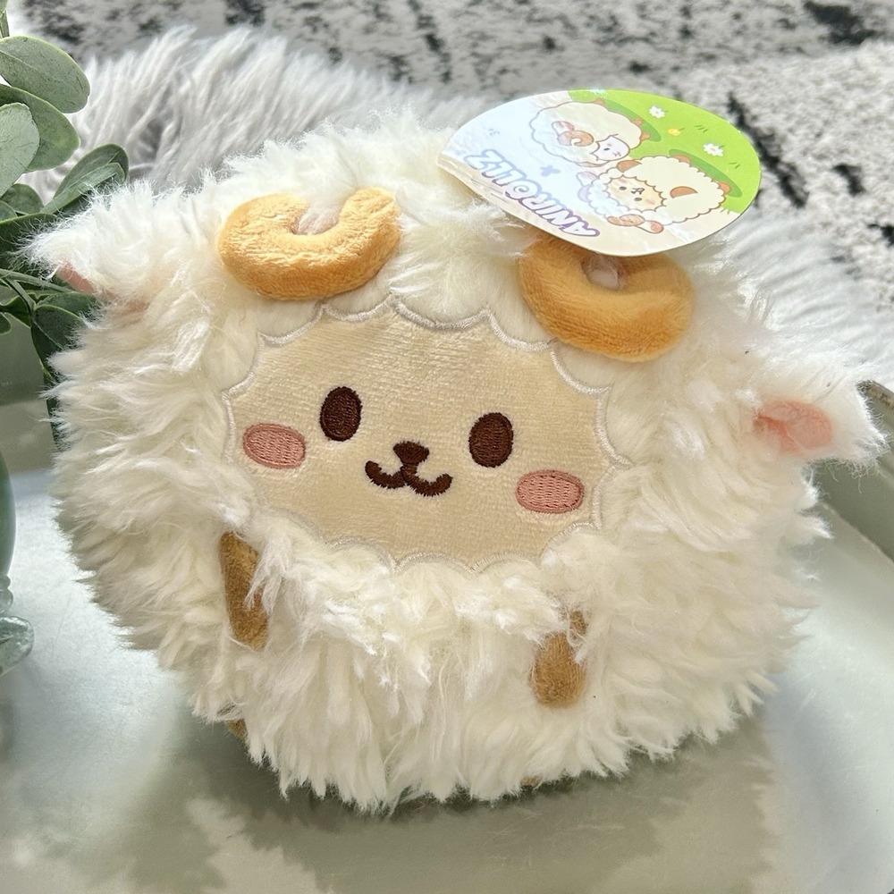 Anirollz Cozy Sheep Plush Round1 Lamb White Brown 6 Inch‎ Kawaii NWT